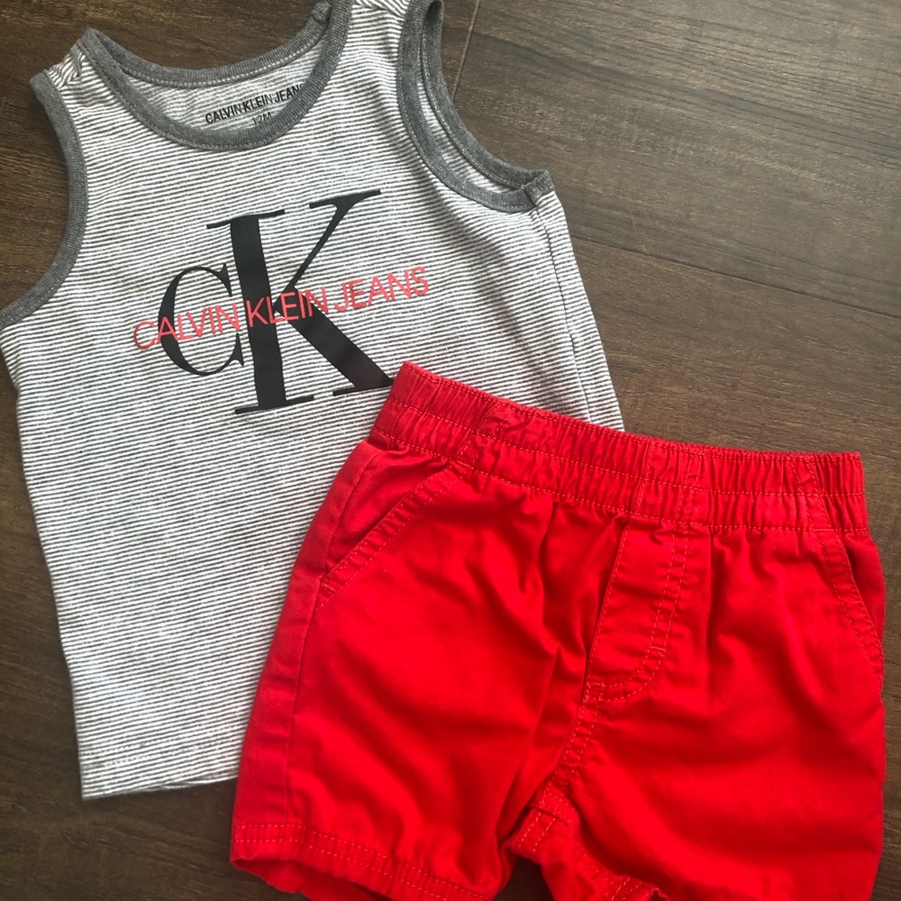 Gray and red 2-piece Calvin Klein set 12 month